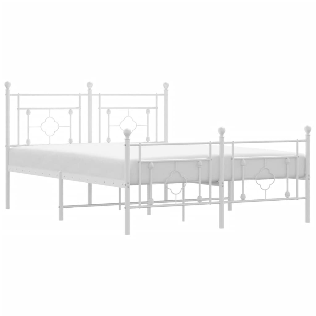 Metal Bed Frame without Mattress with Footboard White 135x190 cm Price