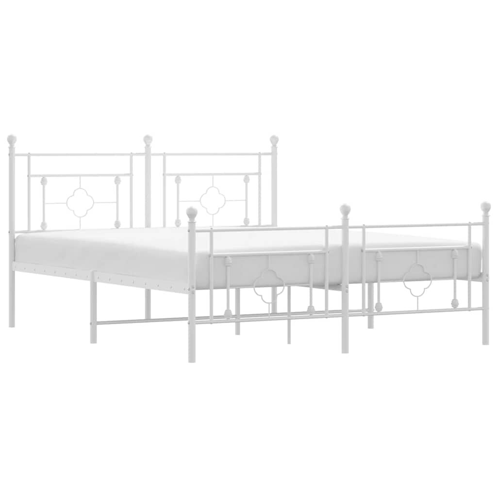 Metal Bed Frame without Mattress with Footboard White 150x200 cm Price
