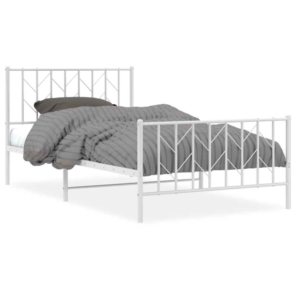 Metal Bed Frame without Mattress with Footboard White 107x203 cm King Single Price