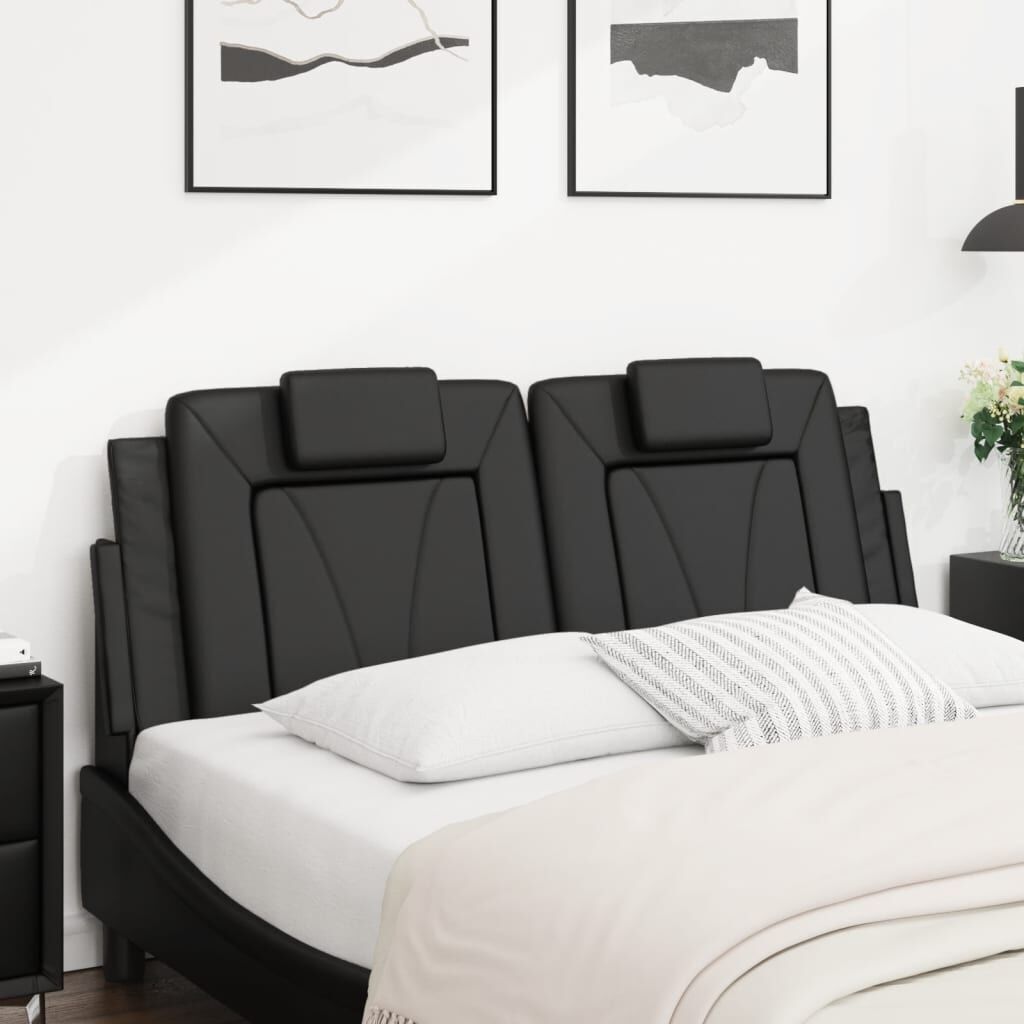 Headboard Cushion Black 137 cm Double Faux Leather Price