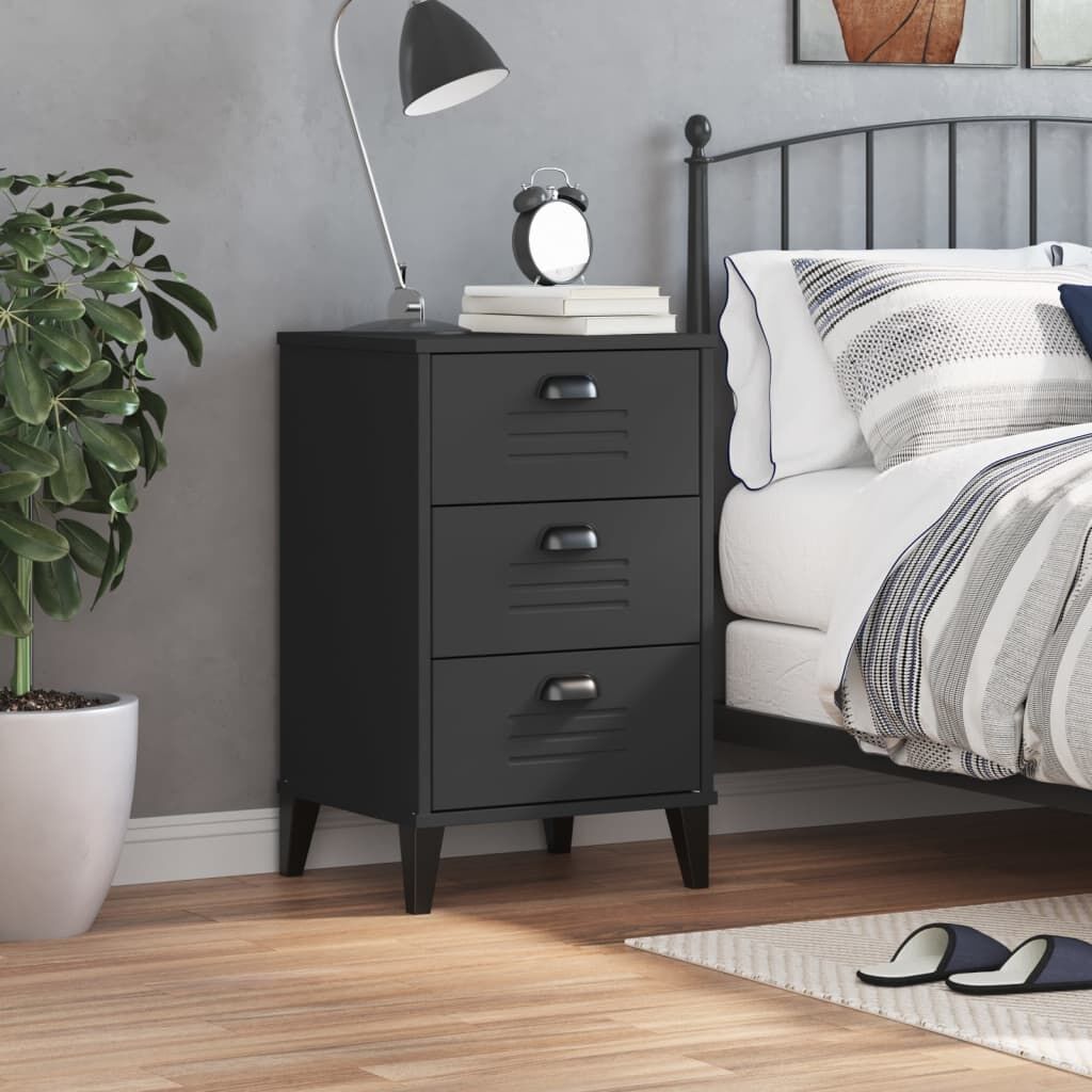 Bedside Cabinet VIKEN Black Engineered Wood Price