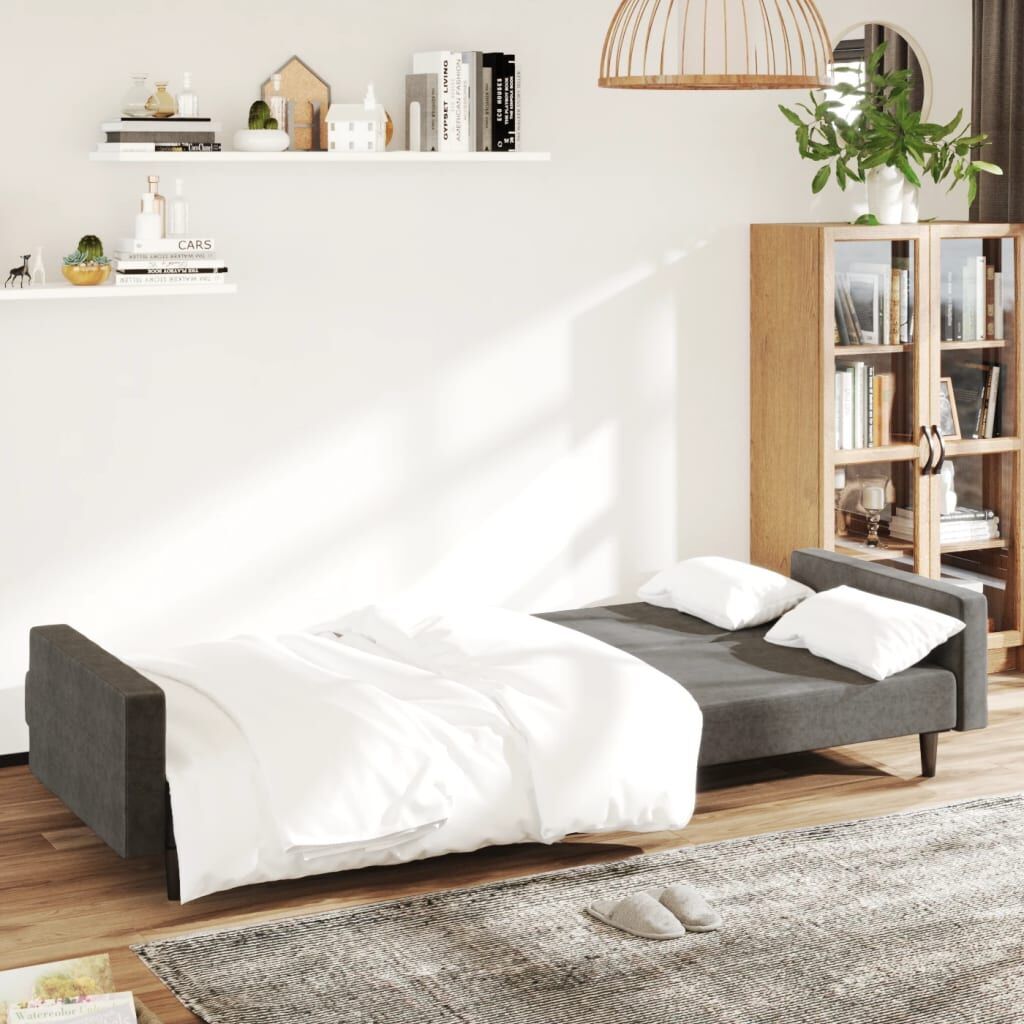 2-Seater Sofa Bed Dark Grey Velvet Price