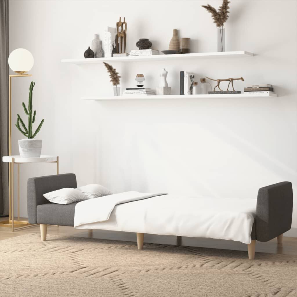 2-Seater Sofa Bed Dark Grey Fabric Price