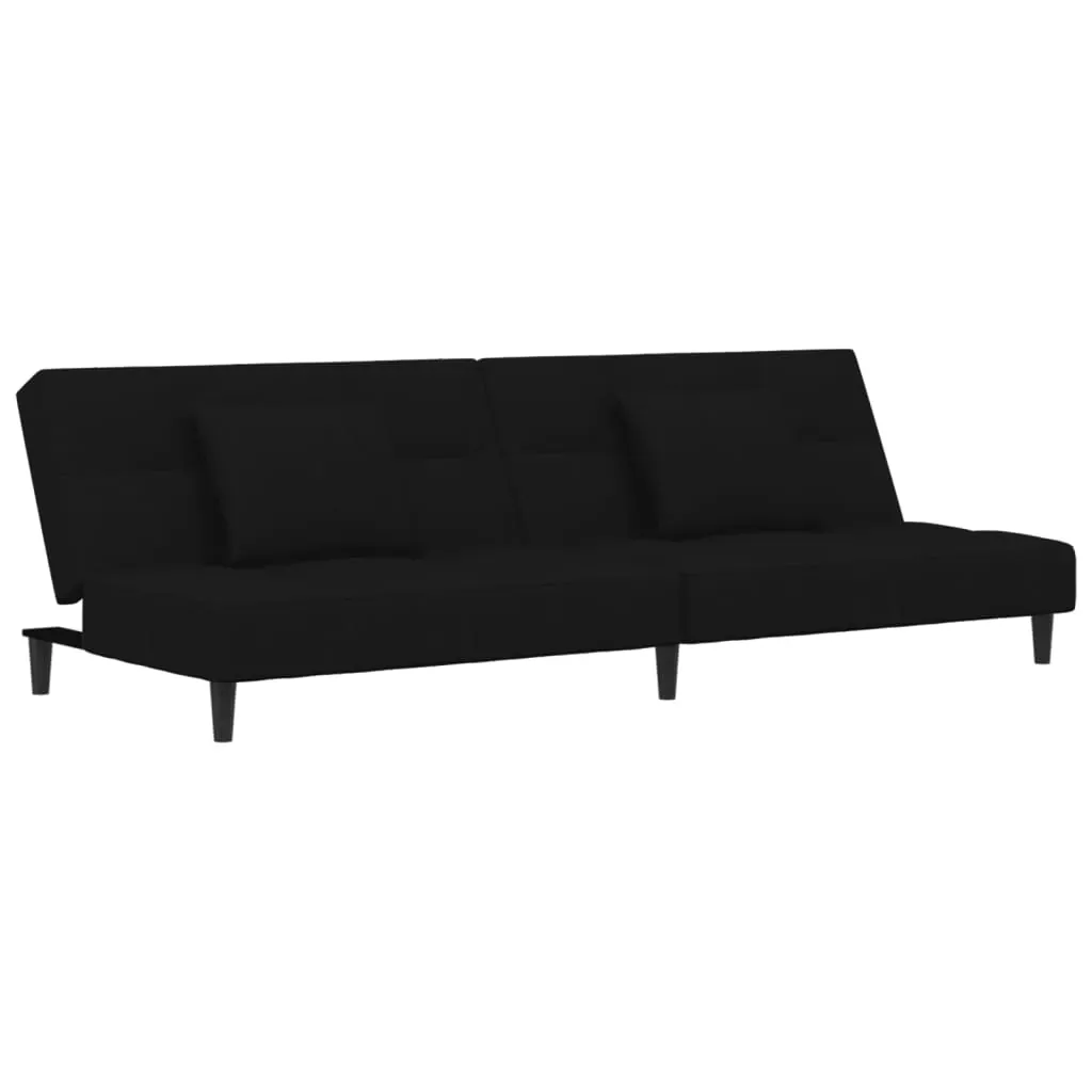 2-Seater Sofa Bed with Two Pillows Black Velvet Price