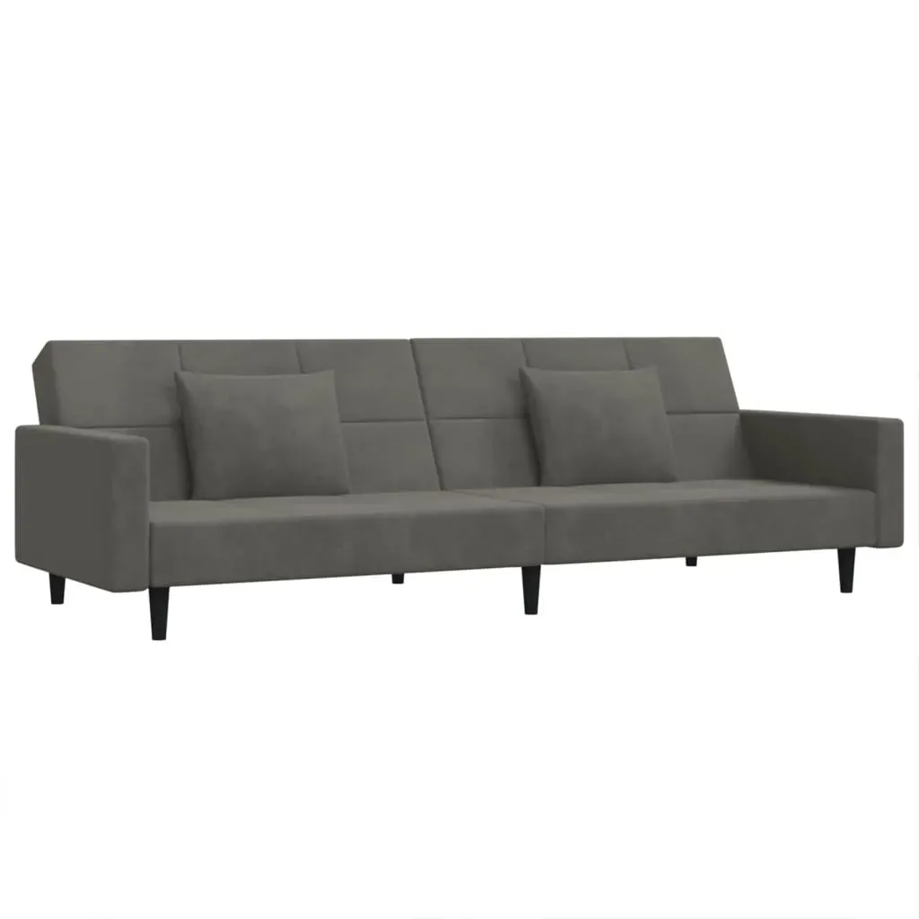 2-Seater Sofa Bed with Two Pillows Dark Grey Velvet Price