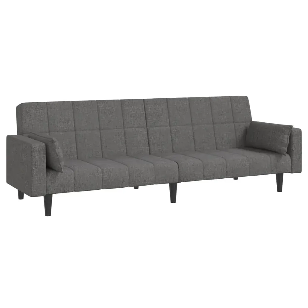 2-Seater Sofa Bed with Two Pillows Light Grey Fabric Price