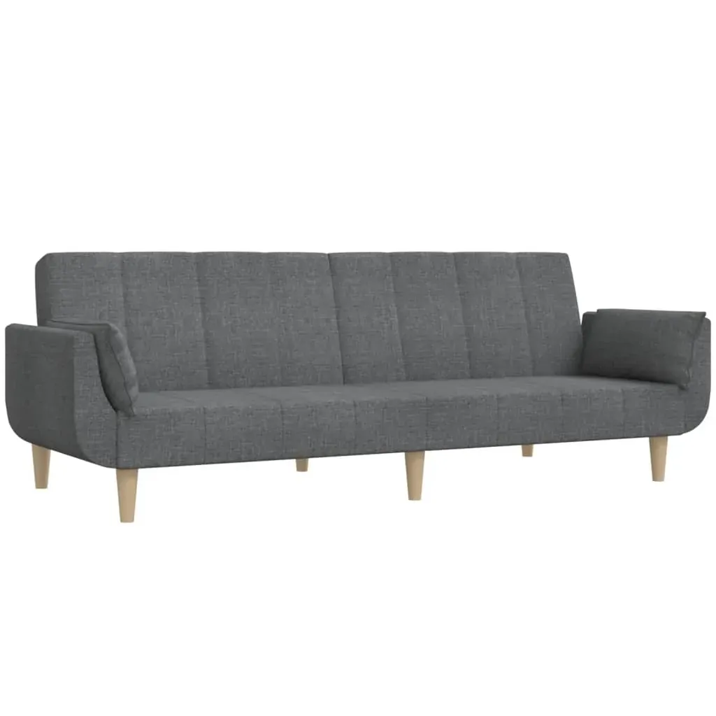 2-Seater Sofa Bed with Two Pillows Light Grey Fabric Price
