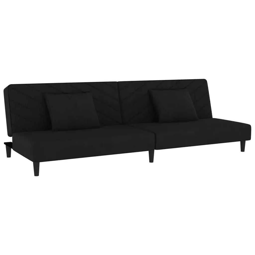 2-Seater Sofa Bed with Two Pillows Black Velvet Price