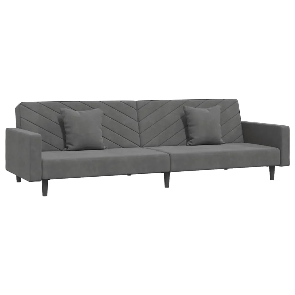 2-Seater Sofa Bed with Two Pillows Dark Grey Velvet Price