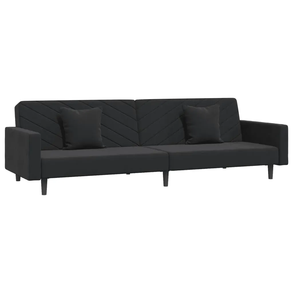 2-Seater Sofa Bed with Two Pillows Black Velvet Price