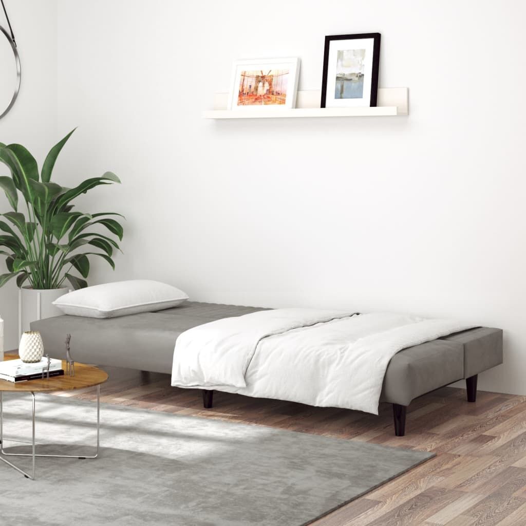 2-Seater Sofa Bed Light Grey Velvet Price