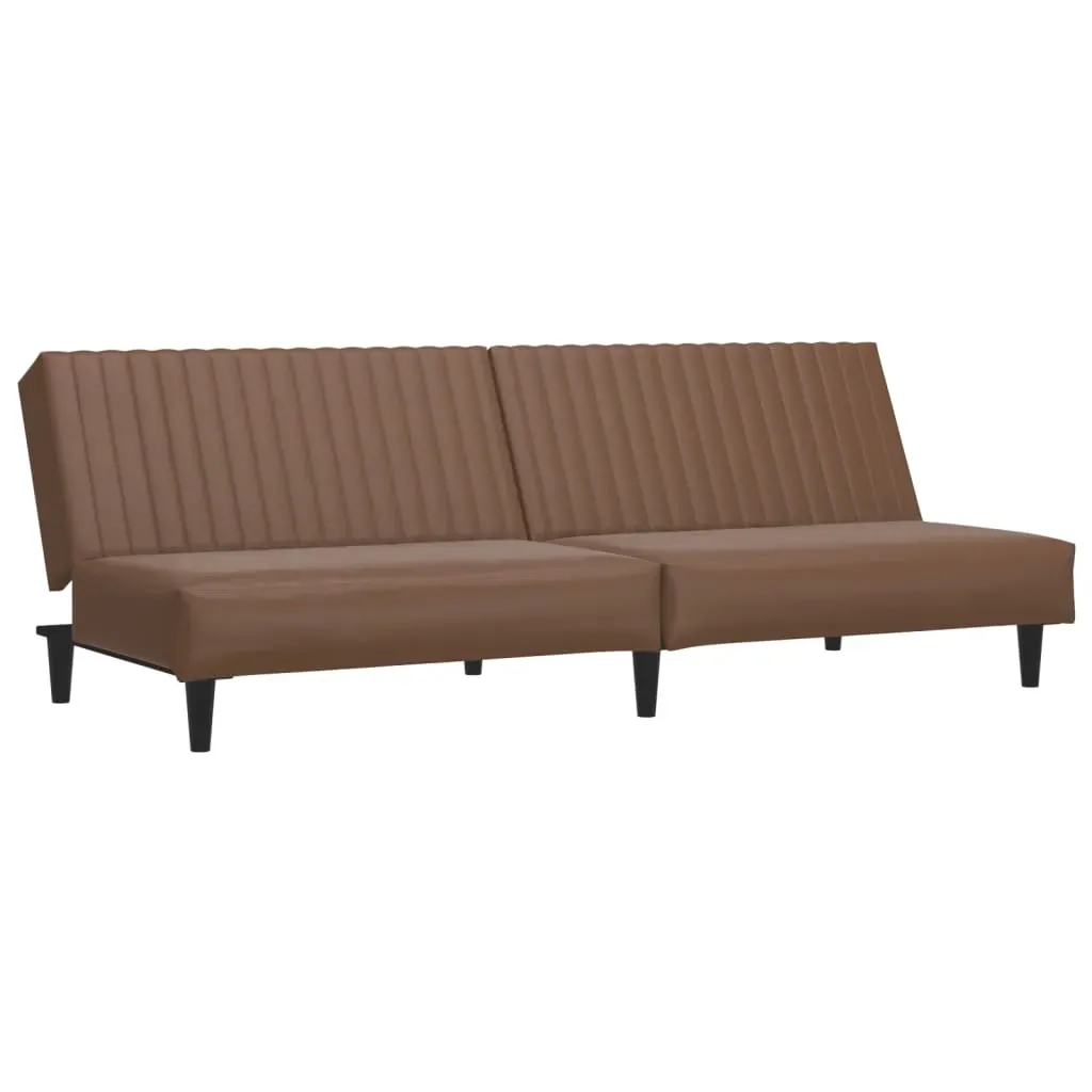 2-Seater Sofa Bed Brown Faux Leather Price