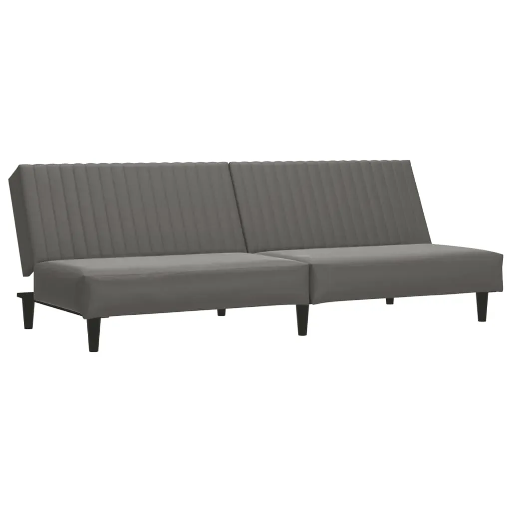 2-Seater Sofa Bed Grey Faux Leather Price