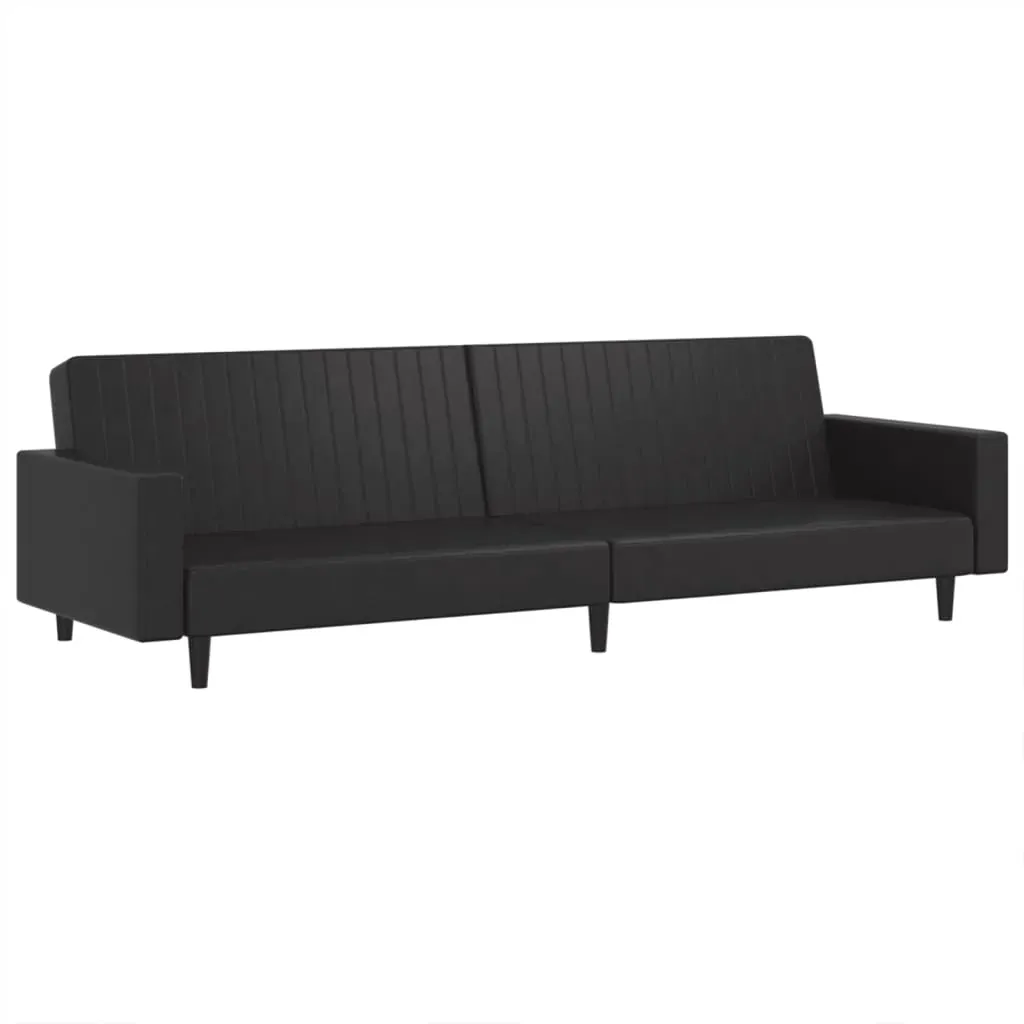 2-Seater Sofa Bed Black Faux Leather Price