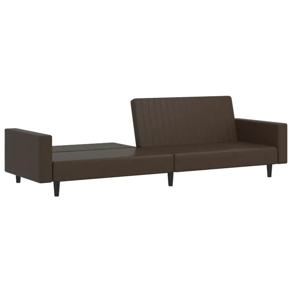 2-Seater Sofa Bed Brown Faux Leather Price