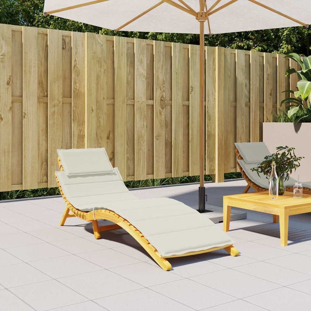 Sun Lounger Cushion Melange Cream 186x58x4 cm Fabric Price