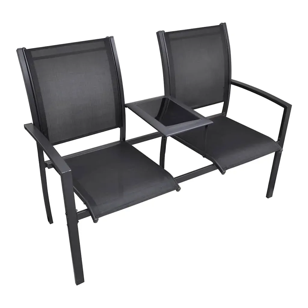 2 Seater Garden Bench 131 cm Steel and Textilene Black Price