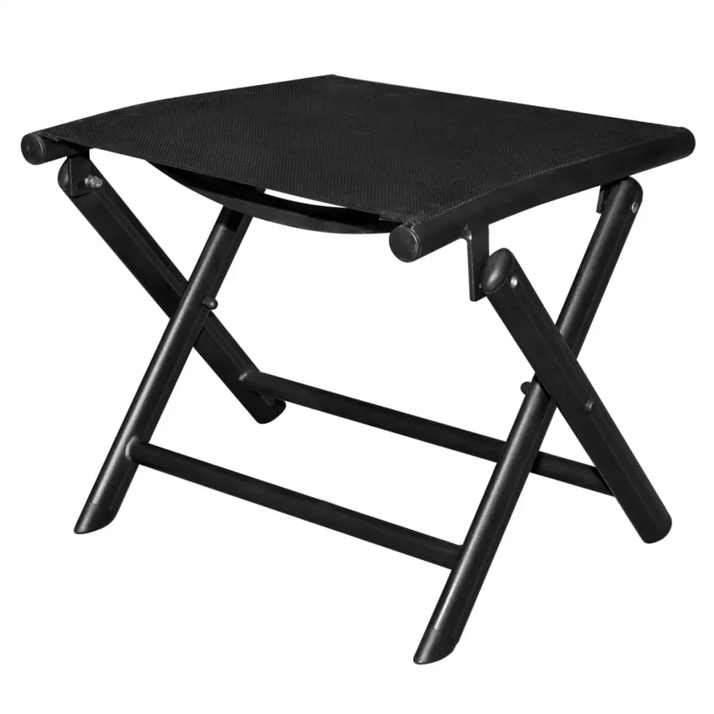 Folding Footstool Black Aluminium and Textilene Price