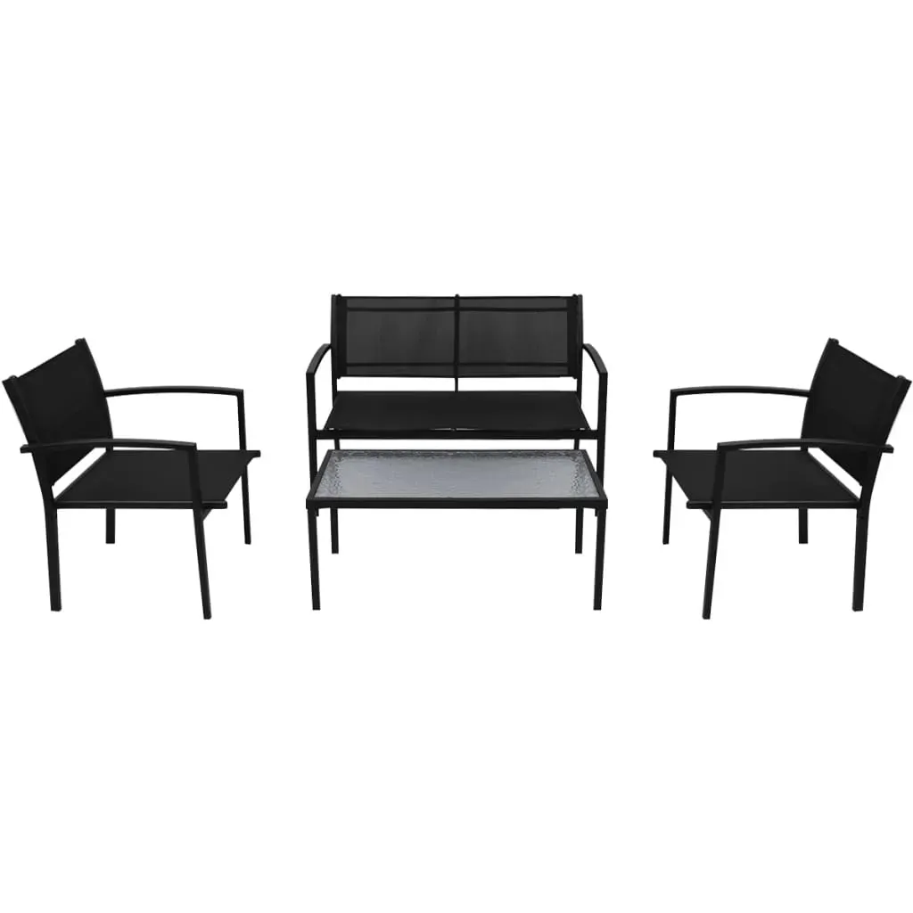 4 Piece Garden Lounge Set Textilene Black Price