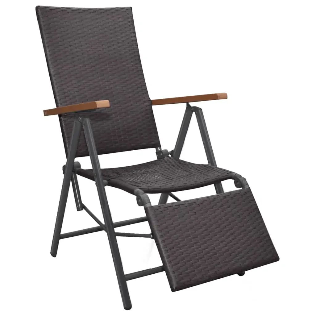 Reclining Deck Chair Poly Rattan Brown Price