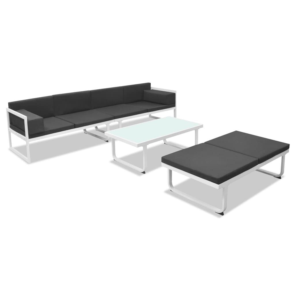 4 Piece Garden Lounge Set with Cushions Aluminium Black Price