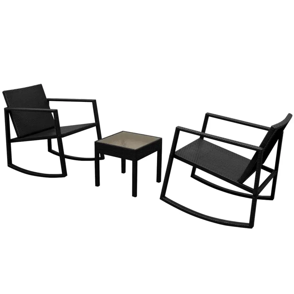 3 Piece Bistro Set Poly Rattan Black Price
