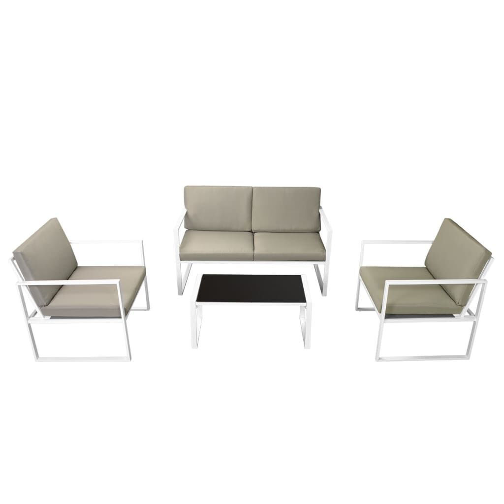 4 Piece Garden Lounge Set with Cushions Steel White Price