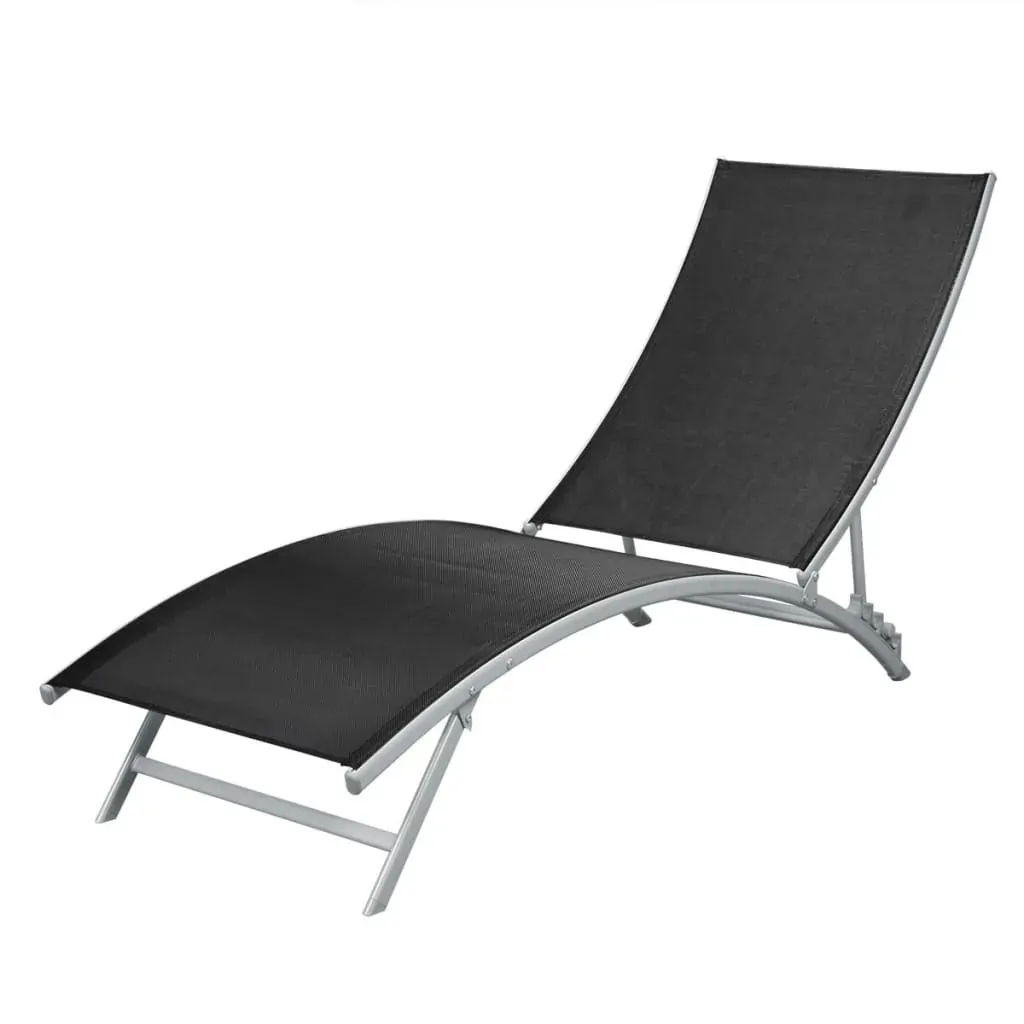Sun Lounger Steel and Textilene Black Price