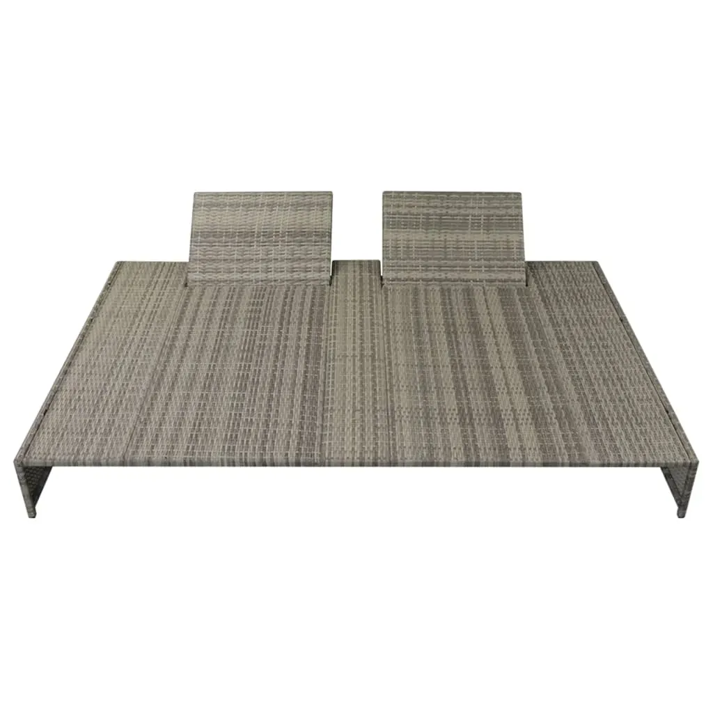 Double Sun Lounger with Cushion Poly Rattan Grey Price