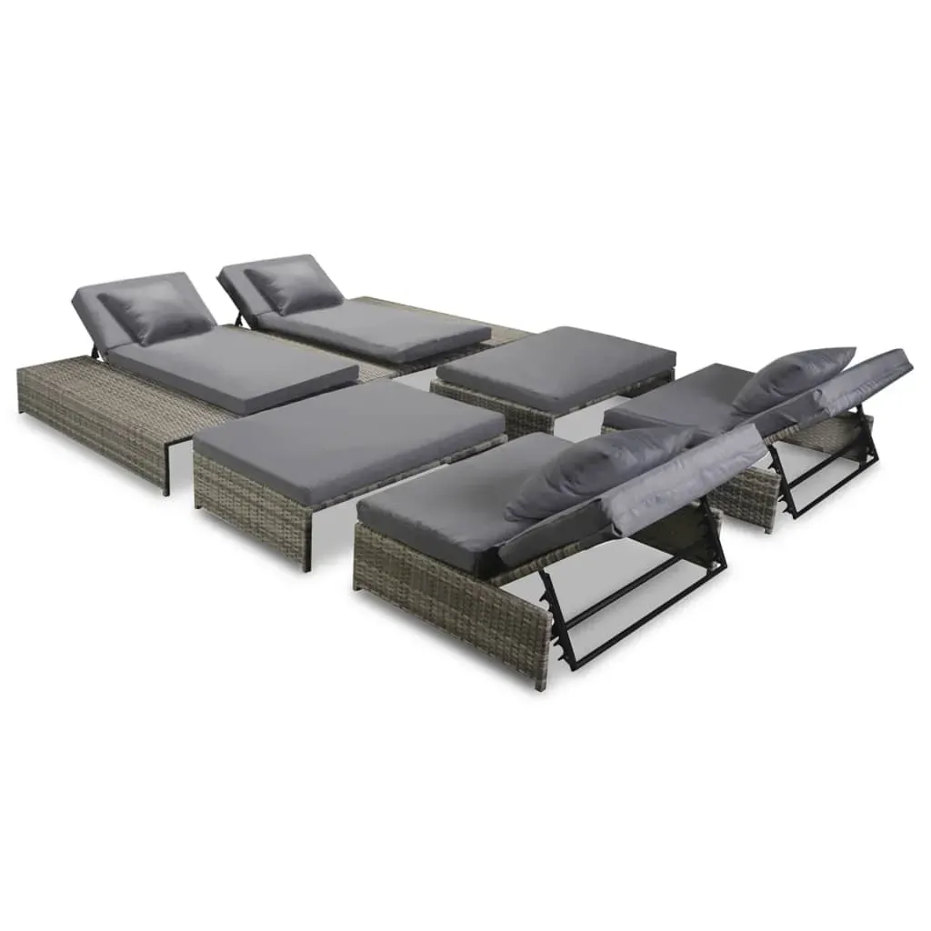 5 Piece Garden Lounge Set with Cushions Poly Rattan Grey Price