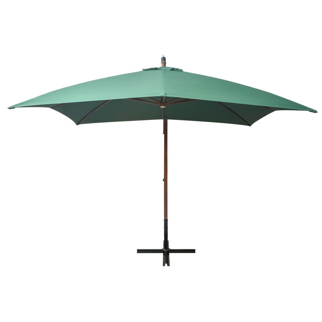 Hanging Garden Parasol 300x300 cm Wooden Pole Green Price