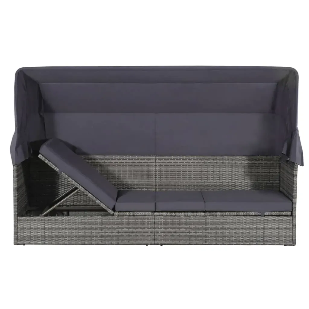Garden Bed with Canopy Grey 205x62 cm Poly Rattan Price