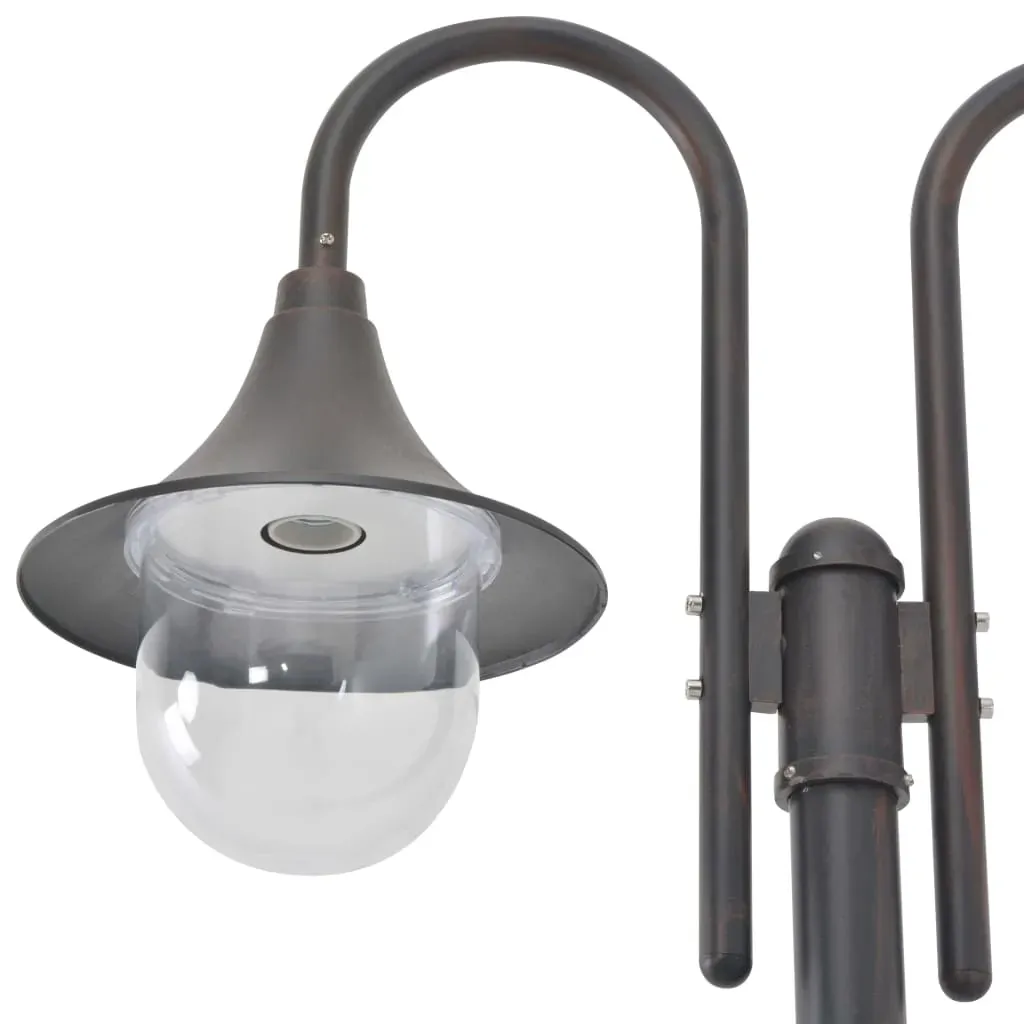 Garden Post Light E27 220 cm Aluminium 2-Lantern Bronze Price