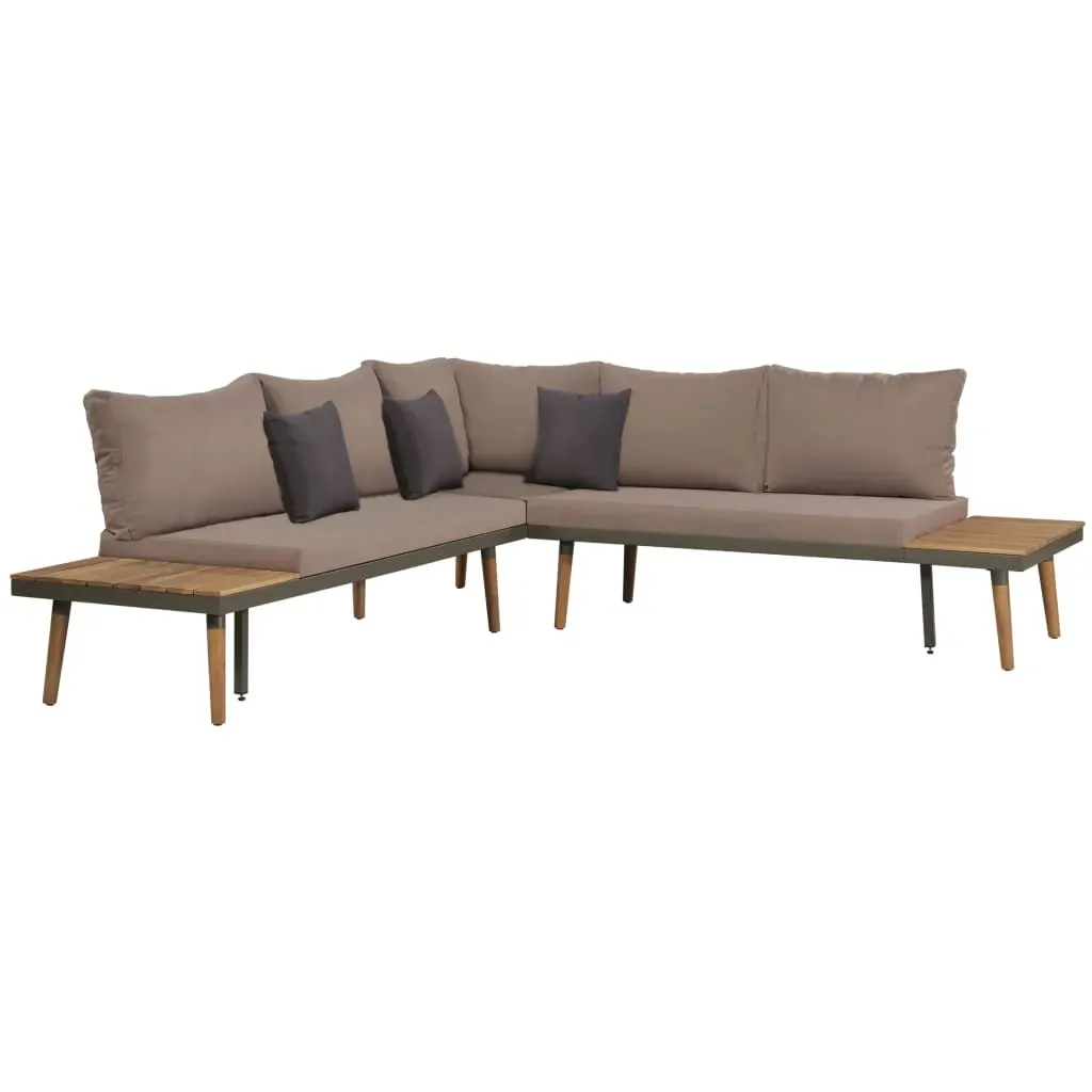 4 Piece Garden Lounge Set with Cushions Solid Acacia Wood Brown Price