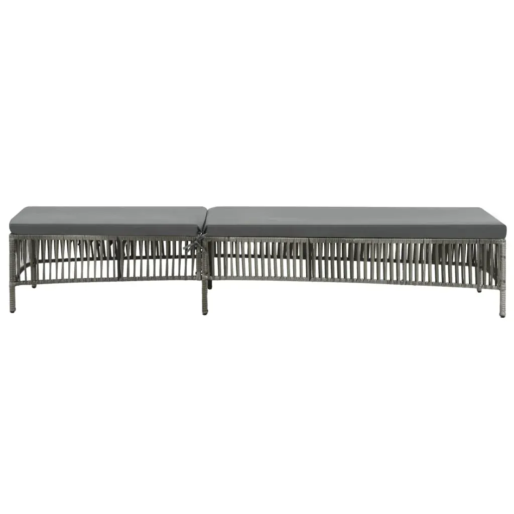 Sun Lounger with Cushion Poly Rattan Grey Price