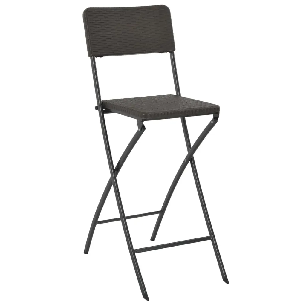 Folding Bar Chairs 2 pcs HDPE and Steel Brown Rattan Look Price