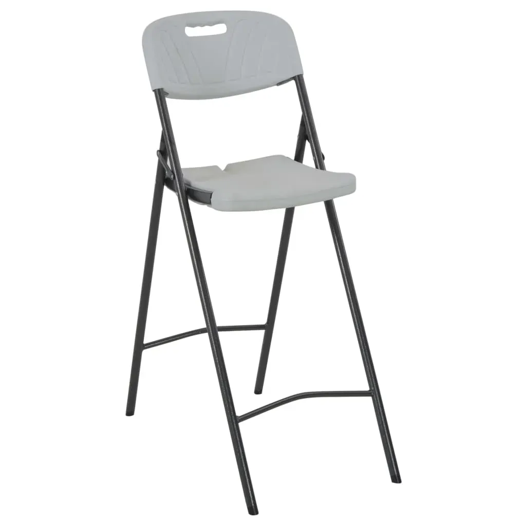 Folding Bar Chairs 2 pcs HDPE and Steel White Price