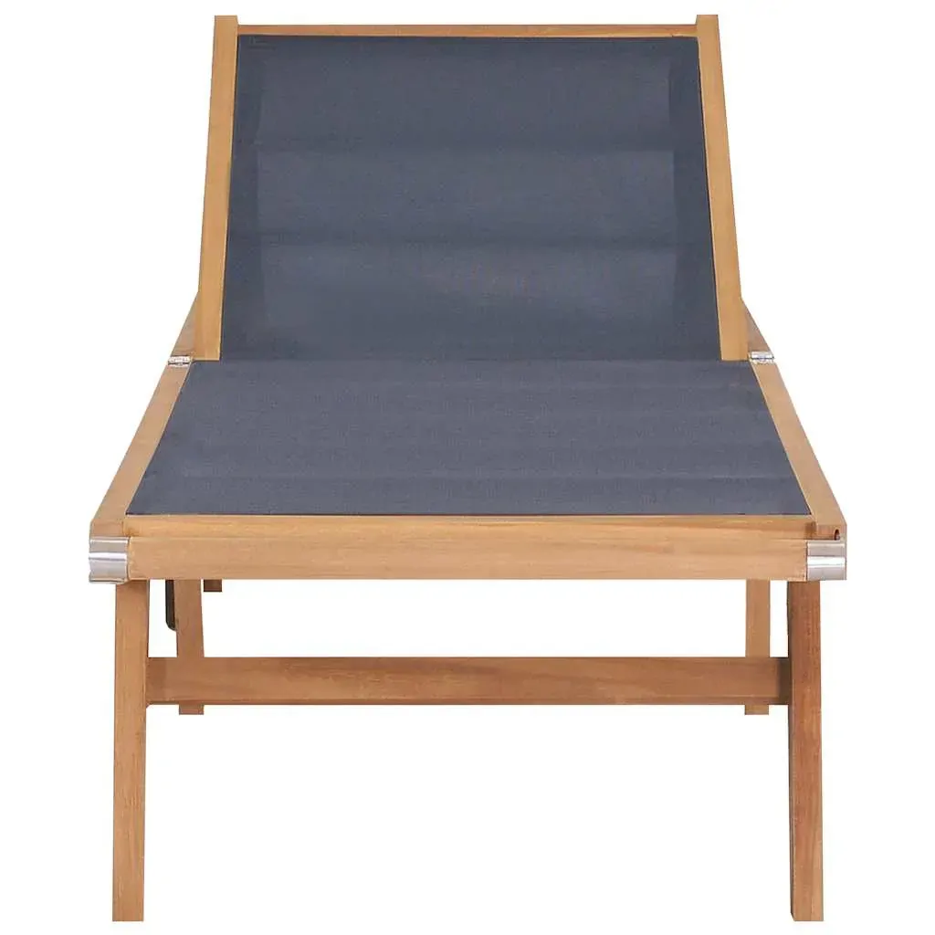 Folding Sun Lounger with Wheels Solid Teak and Textilene Price