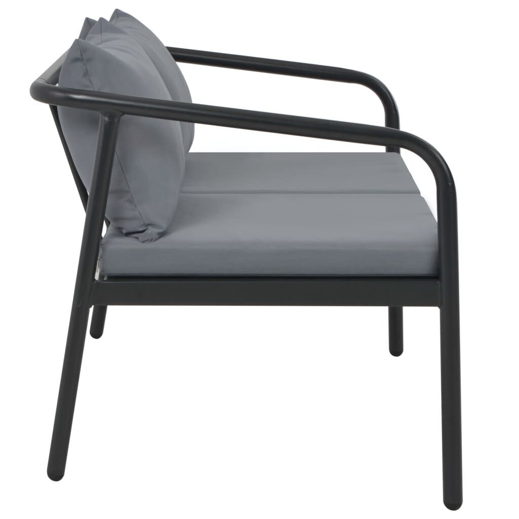 2 Seater Garden Bench with Cushions Grey Aluminium Price