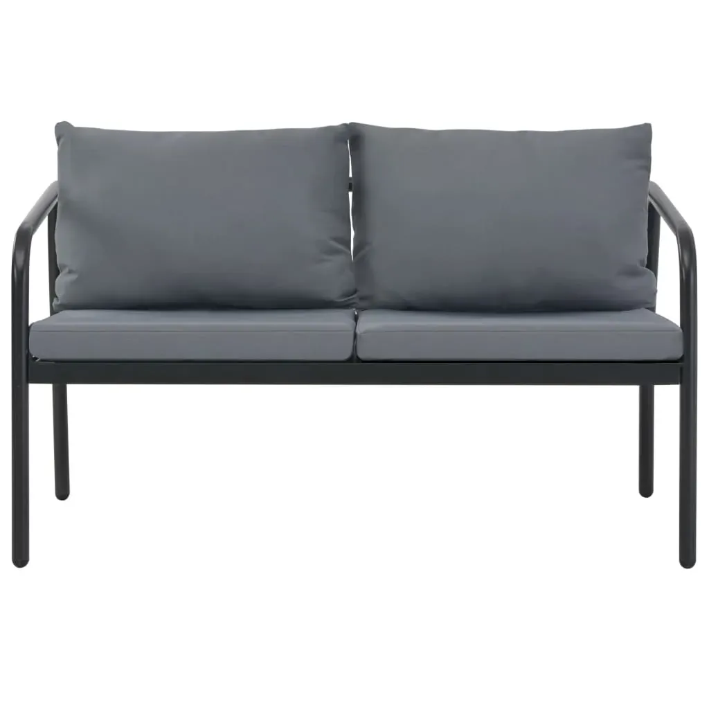 2 Seater Garden Bench with Cushions Grey Aluminium Price