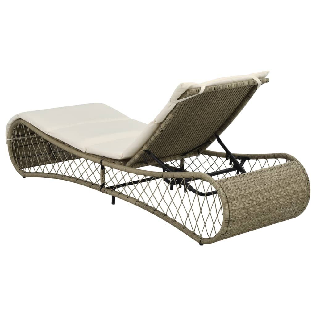 Sun Lounger with Cushion Poly Rattan Grey Price