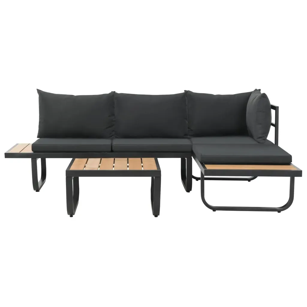 2 Piece Garden Corner Sofa Set with Cushions Aluminium WPC Price