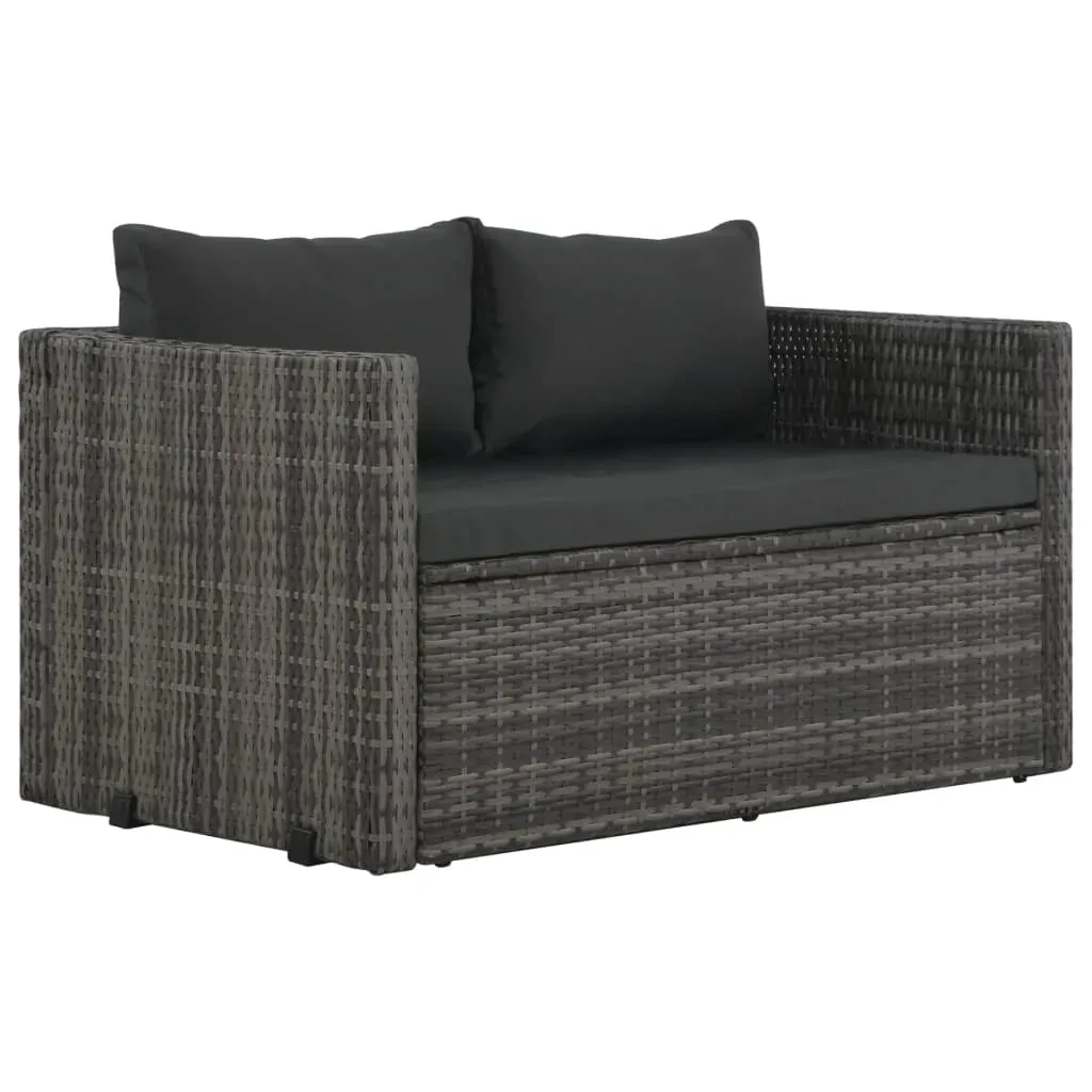 3 Piece Outdoor Dining Set with Cushions Poly Rattan Grey Price