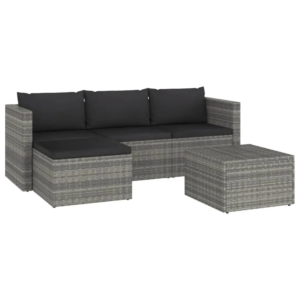 3 Piece Garden Lounge Set with Cushions Poly Rattan Grey Price