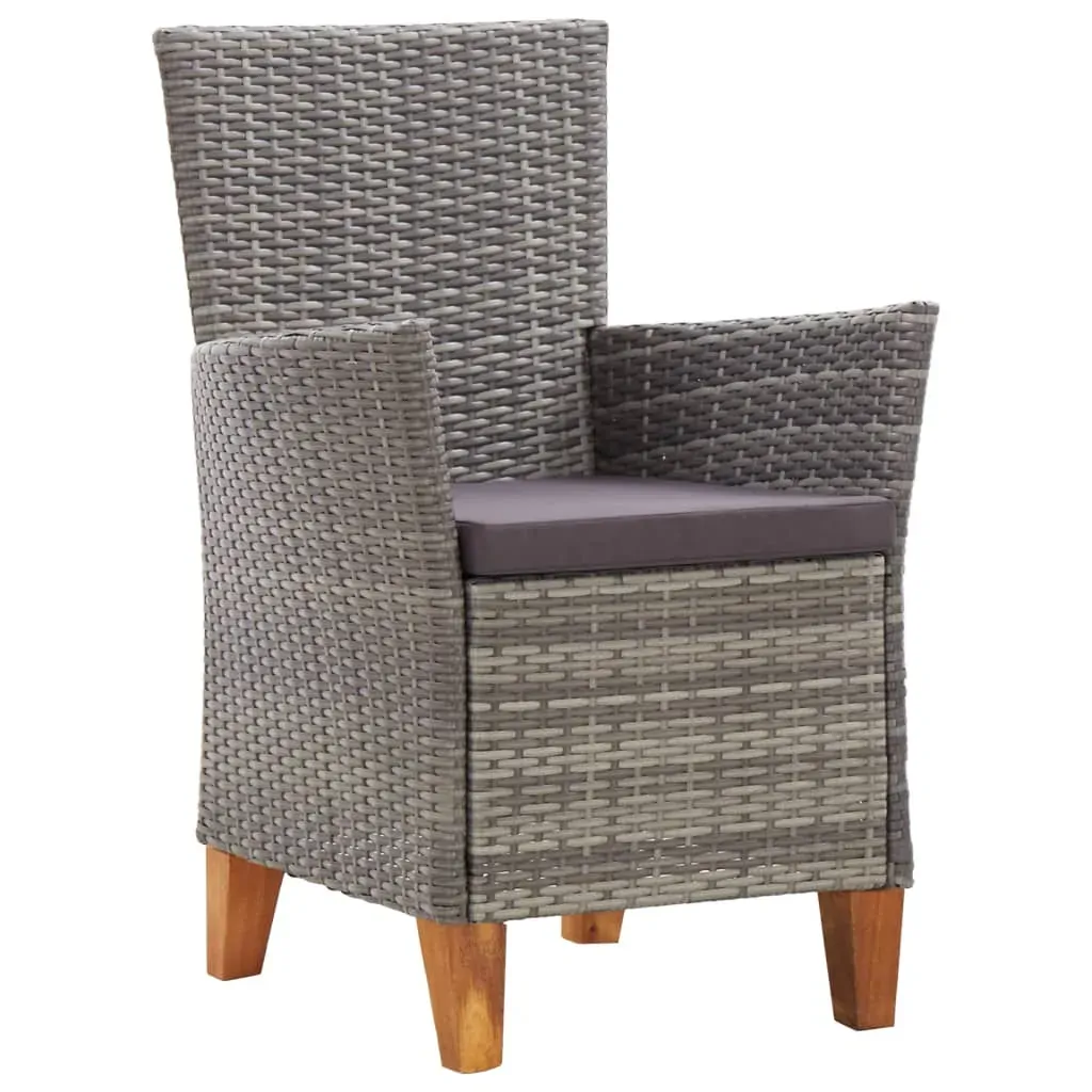 Garden Chairs 2 pcs with Cushions Poly Rattan Grey Price