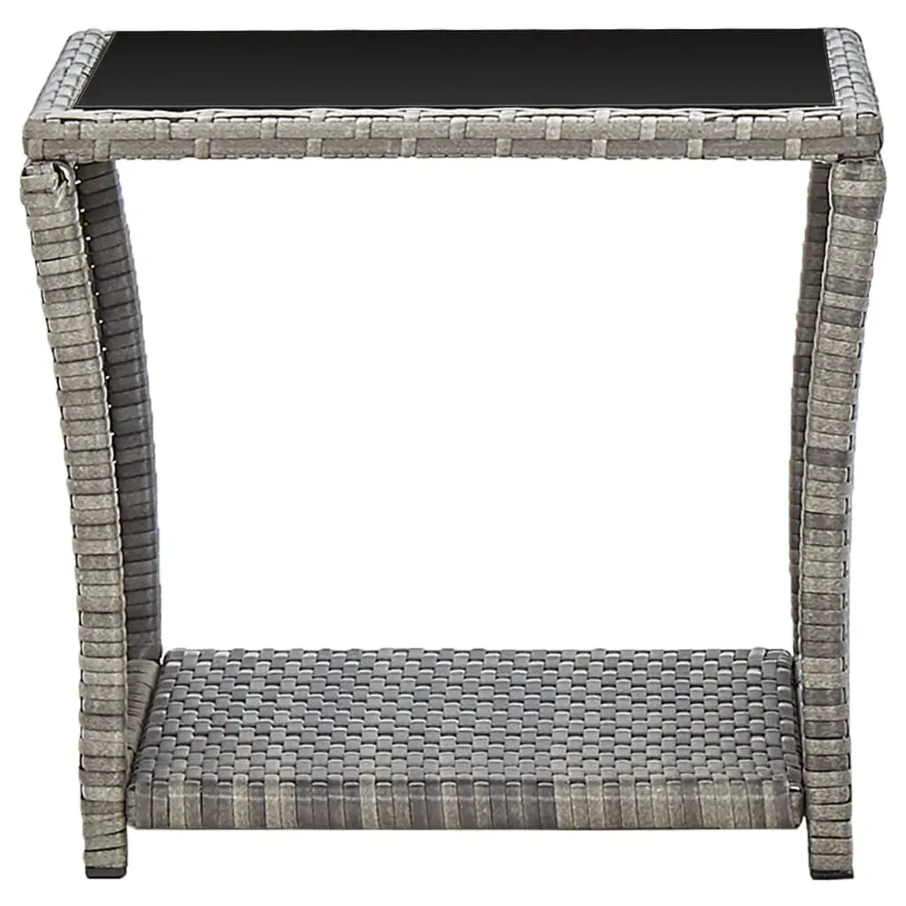 Coffee Table Grey 45x45x40 cm Poly Rattan and Glass Price