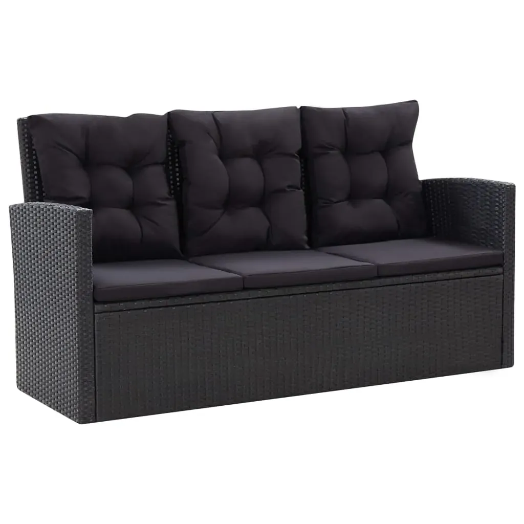 6 Piece Garden Lounge Set with Cushions Poly Rattan Black Price