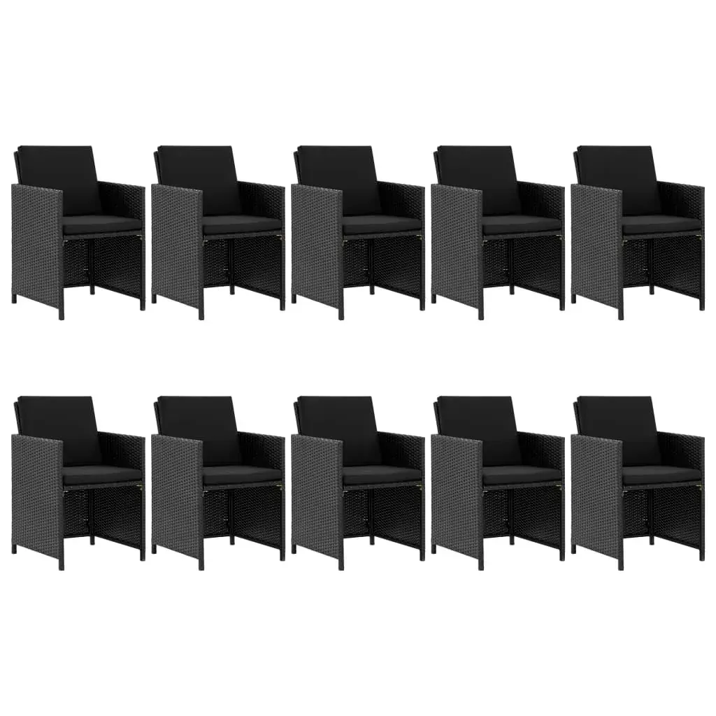 11 Piece Outdoor Dining Set with Cushions Poly Rattan Black Price