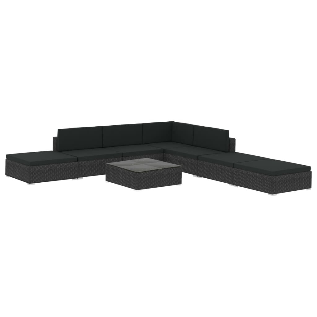 8 Piece Garden Lounge Set with Cushions Poly Rattan Black Price