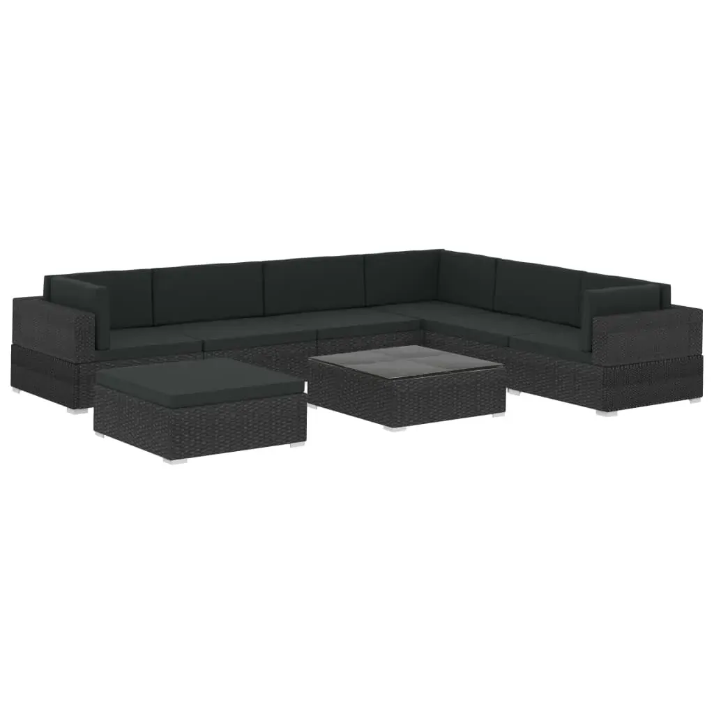 8 Piece Garden Lounge Set with Cushions Poly Rattan Black Price